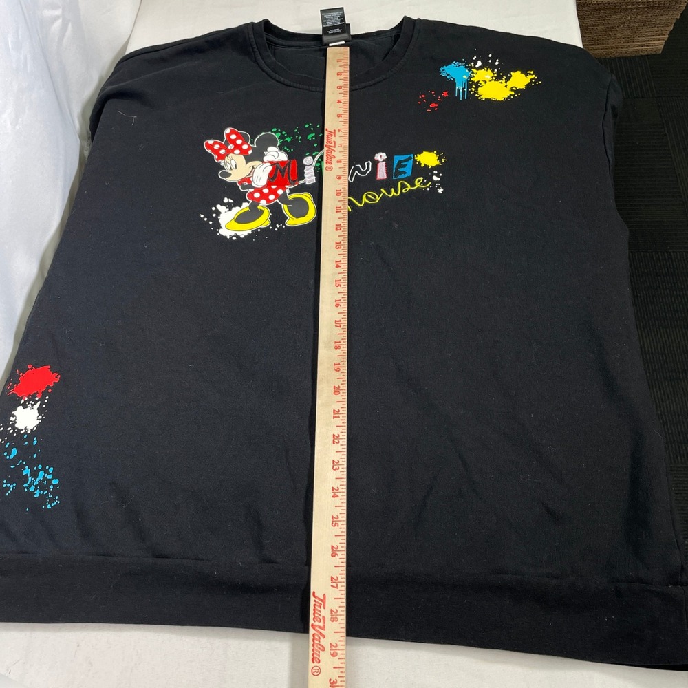 Disney Minnie Mouse Paint Splatter Embroidered Black Sweatshirt Women's 3X - Picture 11 of 11